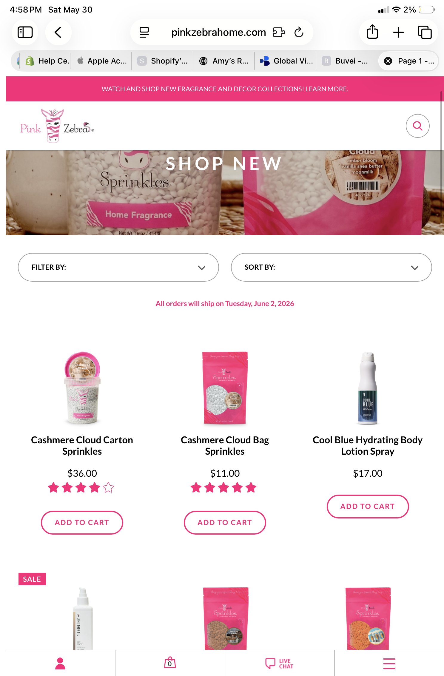 Pink zebra products
